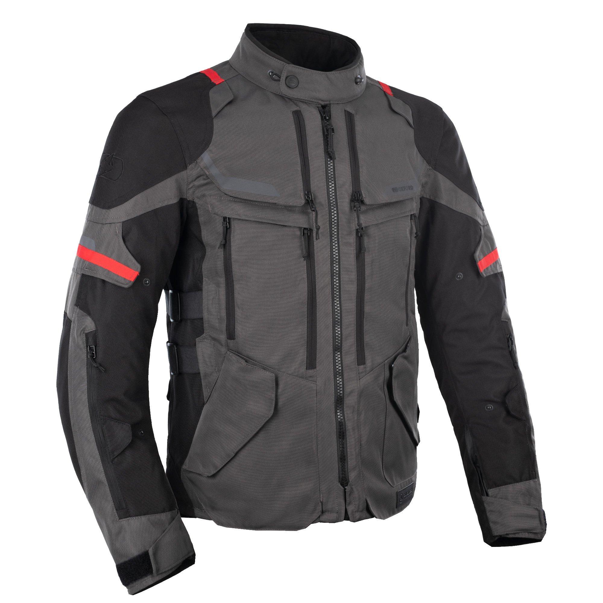 Oxford Rockland Jkt Charcoal/blk/red (AA) - Tom Adamson Motorcycles